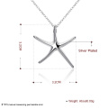 Modern Classical Silver Jewelry Romantic Sea Star Slide Chain Pendant Necklace for Women